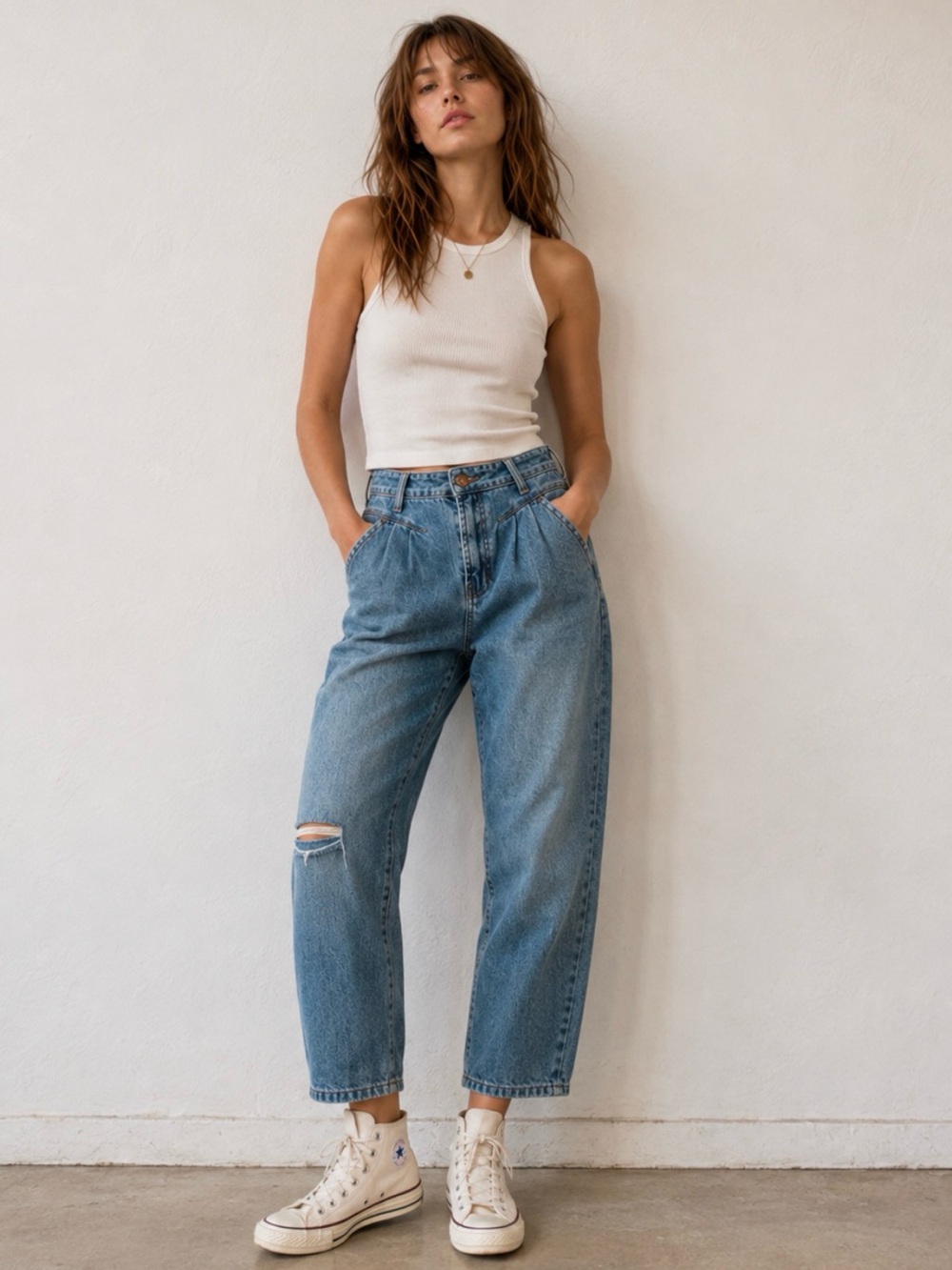 One Teaspoon High Rise Pleated Rigid Jeans 100% Cotton Vintage 80s vibes 27